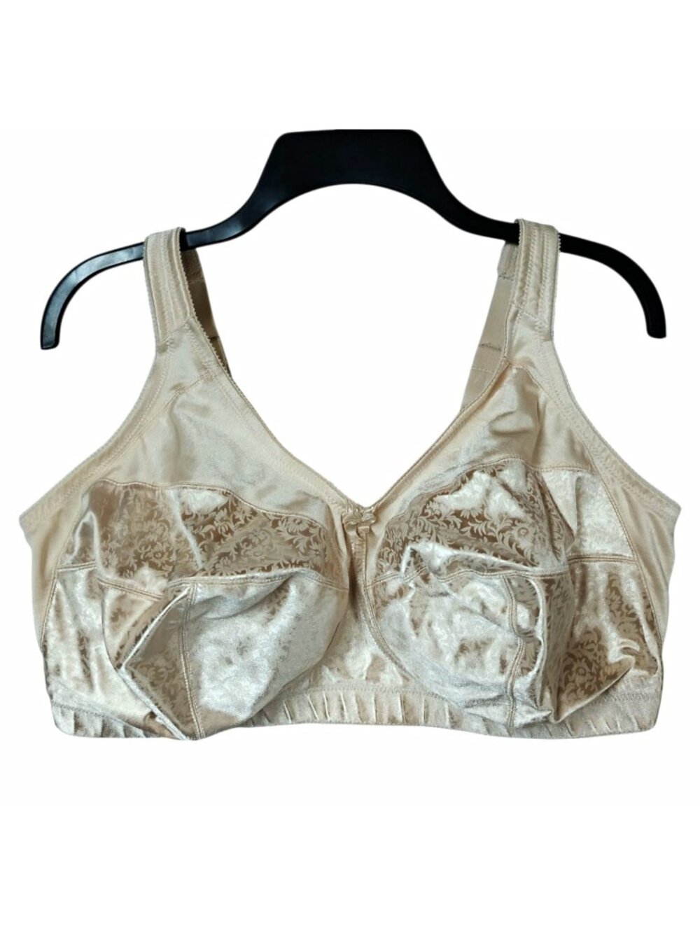 Venus Cortland 42DDD Wireless Bra Beige Floral Satin Full Coverage Wide Strap